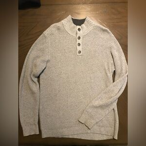 Flag and Anthem Mens XL Quarter Button Knit Sweater Extra Large Grey